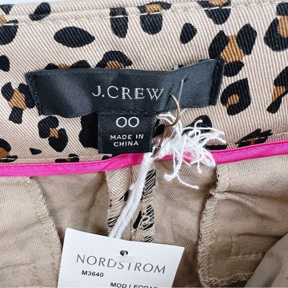 J.Crew Re-Imagined Leopard Print Chino Crop‎ Flare Pants Sz 00 NWT - Picture 6 of 11